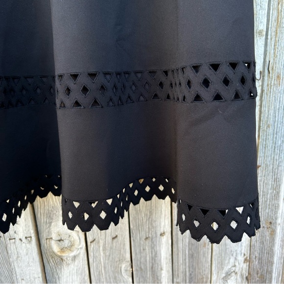 White House Black Market Sleeveless Scuba Fit And Flare Cutout Dress Black 10 - Picture 10 of 16